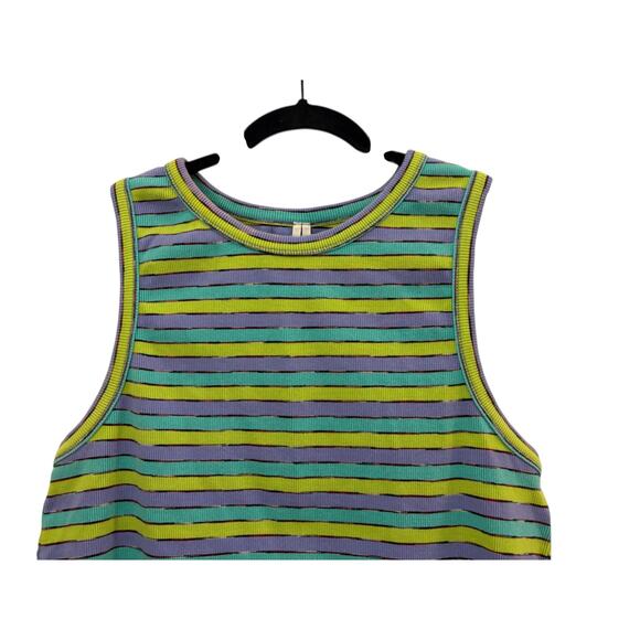 Anthropologie Ribbed Racer Striped Tank Top Sleeveless Printed XL Boho Sporty - Picture 5 of 12